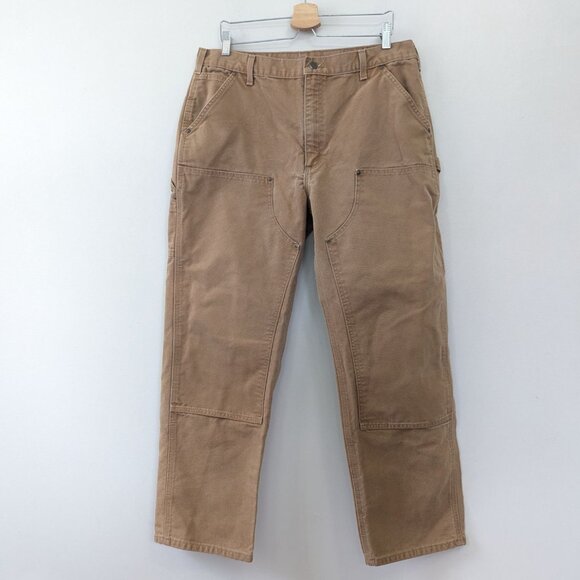 Carhartt Tan Double Knee Canvas Pants Carpenter 38X32 Mens - Picture 1 of 11